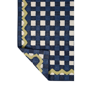 พรมขนสัตว์คลาสสิกสีน้ำเงินอัลฮัมบรา รุ่น ADWL-13292 ทอแบบเรียบ สำหรับบ้าน ห้องนั่งเล่น ห้องนอน รูปทรงสี่เหลี่ยมผืนผ้า ทางเดิน ลายวิสโคส - Product Image 5