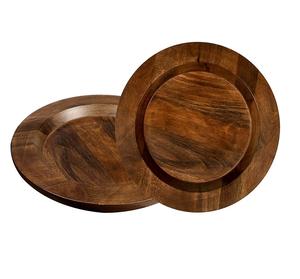 จานชาร์จไม้ที่วางอาหารจานไม้สีไม้เข้มสำหรับใช้ในบ้านและห้องครัว - Product Image 1