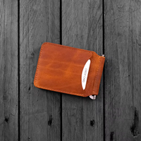 Dompet pria Retro Crazy Horse kulit sapi asli, dompet klip lipat dua pria