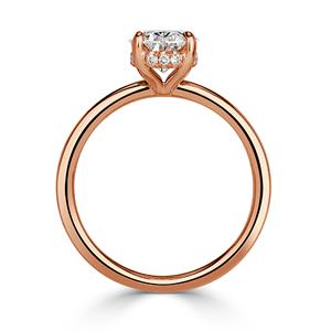 Delicate Thin Solitaire Oval Shaped Diamond Ring Hidden Halo Pure Solid 14K 18k <b>Gold</b> Certified Lab-Grown Women's <b>Jewelry</b> - Product Image 3