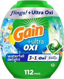 Lessives concentrées Gain Flings Ultra Oxi, 112 unités, parfum Waterfall Delight, avec technologie anti-odeurs - Product Image 4
