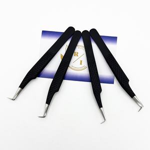 Pince à cils en acier inoxydable mince à 90 degrés de marque privée ventilateurs de pointe de volume de fibre d'extension de cils écologiques - Product Image 5