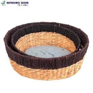 Handwoven Seagrass Storage Basket Oval Woven Organizer <b>Bin</b> with Handles <b>for</b> Home <b>Bedroom</b> Nursery - Product Image 2