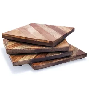 <b>Black</b> Walnut Wood <b>Coaster</b> Set of 4 with Natural Finished Perfect for Home, Dining Decor Accessory Wooden Tea <b>Coasters</b> - Product Image 5