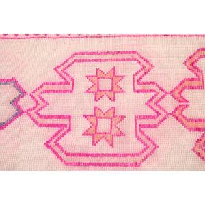 Turkish <b>Runner</b> <b>Rug</b> 2.8x12.1 ft, Vintage Herki Pink Ombr Wool <b>Rug</b> - Product Image 5