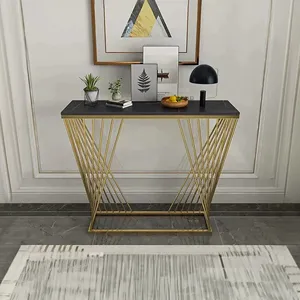 Trapezoid Design <b>Console</b> <b>Table</b> with Golden Metal Finish <b>Gold</b> Home Furniture Manufacturer Wholesaler factory direct sale - Product Image 4