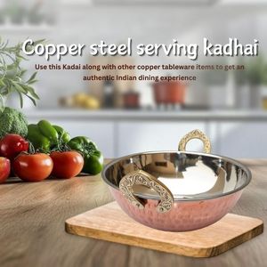 Kadai en acier inoxydable robuste avec poignée en laiton fond en cuivre de conception classique pour le service des aliments-prix de gros d'usine - Product Image 2