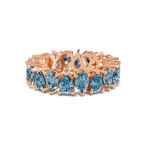 Anillo Eternity Grand Ice Blue Pear con Diamantes Cultivados en Laboratorio de 2.00 Ct Tw, Oro Sólido de 14K, Color Azul Hielo, Claridad VS, 27 Diamantes de Alto Cuarate - Product Image 5