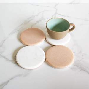 Sous-verres en pierre beige et blanc de haute qualité Accessoires de panneau supérieur pour tapis et tampons Utilisation en cuisine - Product Image 3