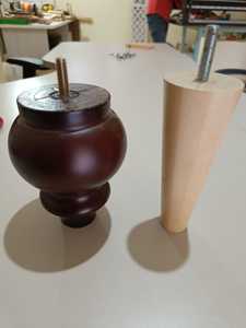 Classic Walnut Solid Wood Round Furniture Legs with <b>Casters</b> Wheels for DIY Projects on Dining Sofa Couch Cabinet Bed - Product Image 5