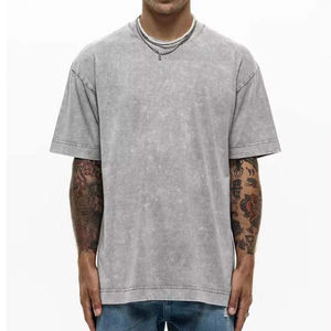 Haute qualité hommes été mode surdimensionné lavage à l'acide Hip-hop T-Shirt Logo personnalisé Style formel tissu tricoté - Product Image 1