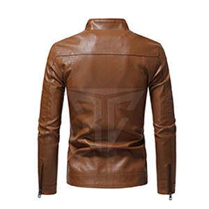 Chaqueta de cuero genuino de alta calidad para hombre 2024, cuello levantado, estilo callejero, negro, secado rápido, transpirable, personalizable para invierno - Product Image 2