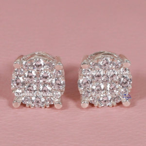Gorgeous Stud <b>Earrings</b> with 925 Sterling Silver and in Round Brilliant Cut <b>Moissanite</b> Diamond with Enhanced Vvs Clarity - Product Image 1