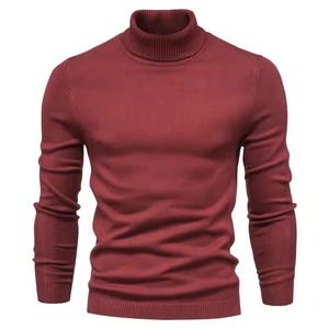Jersey de lana personalizado para hombre, suéter de cuello alto, ropa de punto de cuello alto de manga larga en color liso - Product Image 1