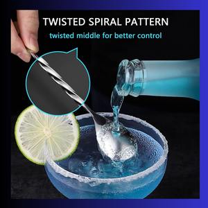 Vente chaude en gros Shaker à cocktail à long manche avec cuillère à barre en acier inoxydable torsadée outil d'agitation en plastique du barman à la maison - Product Image 2