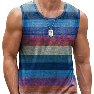 Camisetas sin mangas de verano informales para hombre, chaleco de verano con estampado 3D de secado rápido, camisetas deportivas formales de punto con cuello redondo Suelto - Product Image 1