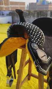 Selle de course de baril de cheval en cuir Western | Belle conception florale sculptée à la main | Selle d'équitation de qualité supérieure au meilleur prix - Product Image 6