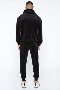 New Velvet Thickened Sweatshirt for Men Casual Solid Long Sleeve Loose Tops Autumn Winter Hooded Pullover <b>Velour</b> Fabric - Product Image 2