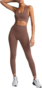 Conjunto de entrenamiento para mujer, conjuntos de 2 piezas, mallas de Yoga sin costuras con Sujetador deportivo, camiseta sin mangas, conjuntos de gimnasio, conjuntos a juego, varios colores - Product Image 1