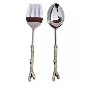 ชุดช้อนส้อมชุบเงินสไตล์โมเดิร์น ช้อนเสิร์ฟสลัดขนาดใหญ่ - Product Image 5