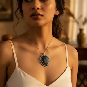 Collier avec pendentif en labradorite - Argent 925, or rose, bijoux pour femmes - Product Image 1