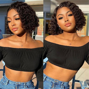 วิกผมสั้นสำหรับผู้หญิงผิวดำวิกผมคนผมหยิกเป็นลอนหยิกแบบสั้นสีน้ำตาลมีผมม้าสีน้ำตาลแบบบราซิลเลียนไม่มีกาว - Product Image 6