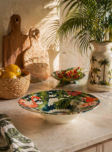 Set di 6 Ciotole per Pasta in Ceramica con Stampa Digitale, Motivo Tropicale Multicolore con Palme Esotiche, Stile Chic Tropicale di Excelsa - Product Image 5