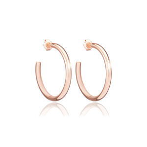 Pendiente de aro de diseño liso de 30mm, enorme, elegante, moderno, hecho a mano, venta al por mayor, joyería fina de plata 925 turca - Product Image 5