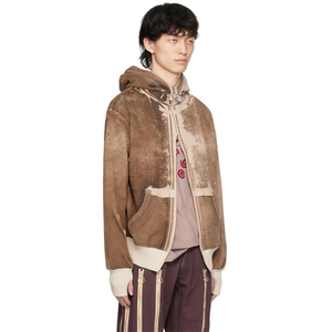 Sweat à capuche personnalisé extrêmement populaire, respirant, décoloré, classique et décontracté, marron, en éponge française pour hommes - Product Image 4