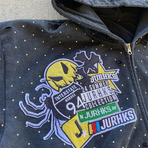 Vente en gros OEM de sweat-shirts épais pour hommes, style streetwear d'hiver, effet usé, écologiques, entièrement brodés de strass, impression numérique - Product Image 1