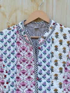 เสื้อโค้ทกระดุมสองแถวสำหรับผู้หญิง, ผ้าฝ้ายทำด้วยมือสไตล์วินเทจโบฮีเมียนถักด้วยผ้าถักเบอร์ฟี่งานปะติดฮิปปี้ - Product Image 2