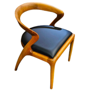 Chaises de bureau exécutives modernes et minimalistes, structure en teck, coussin en mousse moelleuse, hauteur réglable, atelier, chambre à coucher - Product Image 3