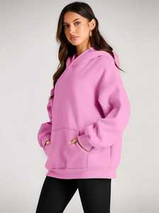 Women's Winter Oversize Hoodies Casual Loose <b>Vintage</b> Fleece Pullover <b>Sweatshirts</b> Front Logo Customizable Made in Pakistan - Product Image 2