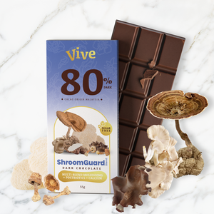 Vive ShroomGuard Chocolate Negro 80% Sin Azúcar con Mezcla de Hongos 55g - Product Image 1