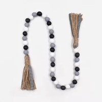 Dropshipping Shopify 农舍风格珠子 58 英寸木珠花环，带流苏，乡村风格装饰，祈祷波西米亚风格珠子