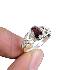 แหวนพลอยโกเมนเงินสเตอร์ลิง925มาแรงเครื่องประดับทำมือแหวนเงินสไตล์ Boho สำหรับเป็นของขวัญสำหรับผู้หญิง - Product Image 1