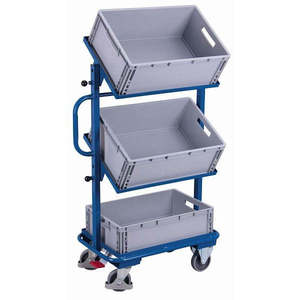 Chariot latéral Variofit avec 3 boîtes de rangement en plastique, dimensions extérieures 818 x 455 mm, largeur et profondeur 1.340 mm - Product Image 1