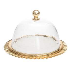 Support à gâteau en métal exclusif avec dôme en verre, conçu pour des expériences de présentation de desserts haut de gamme - Product Image 1