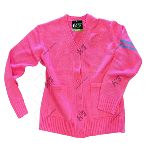 2026 New Wholesaler Custom Logo <b>Oversize</b> Sorority pink Cable Knit Letterman Cotton Acrylic Sweater <b>Women</b> <b>Cardigan</b> - Product Image 2