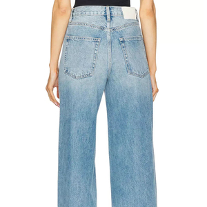 Pantalones holgados personalizados de talla grande para mujer, pantalones holgados informales de algodón con cintura elástica, pantalones de pierna ancha de estilo callejero a la moda para mujer, OEM - Product Image 5