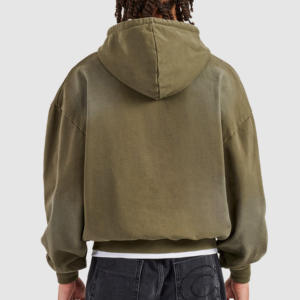 เสื้อมีฮู้ดซิปรูดซิปสำหรับผู้ชายผ้าฟลีซผ้าฝ้ายสองชั้นโอเวอร์ไซซ์500GSM เทอร์รี่ใส่พอดีตัวซิปรูดซิปสำหรับผู้ชาย - Product Image 3