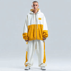 Conjunto Deportivo con Capucha para Hombre, Pantalones Deportivos Holgados con Cremallera y Pierna Ancha, Ropa Deportiva de Invierno, Antibacteriana y Cortavientos - Product Image 1