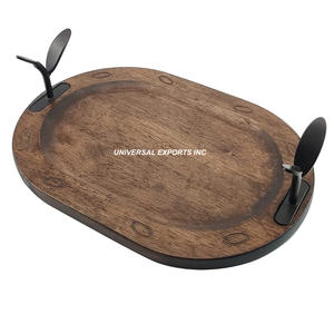 Plateau de service en bois fini personnalisé excellente qualité fait à la main élégant plateau de service décoratif dernière arrivée nouveau - Product Image 6