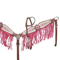 Ensemble de têtière et de collier de poitrine en cuir de cheval occidental sur mesure, plastron confortable et léger fait à la main