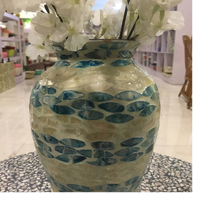 Jarrón de Flores Elegante y Moderno de Lujo Huong Dang con Madreperla en Colores Blanco, Dorado Claro y Azul, Decoración de Alta Calidad para el Hogar, Vietnam - Product Image 3