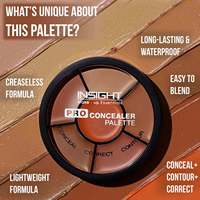 Palette de Correcteurs Crème INSIGHT Pro - Naturel, Longue Tenue, Contrôle du Sébum, Végan, Non Testé sur les Animaux, Testé Dermatologiquement, Non Toxique