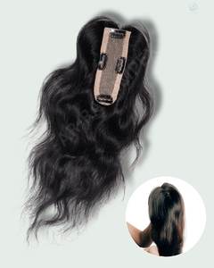 2x6 Base de soie Topper Premium Quality Remy Hair Extension 100g Natural Brown and Black Indian 100% Tangle Free Hair - Product Image 4