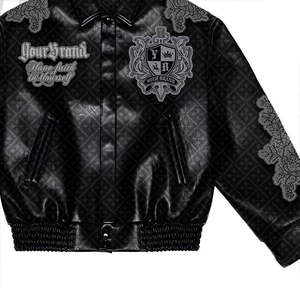 Custom Chenille Embroidered Woolen Letter Wholesale Men's <b>Smart</b> Casual Fashion Genuine Leather College Varsity <b>Jacket</b> - Product Image 4