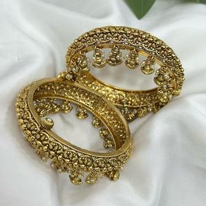 Exclusivo diseñador de pulido de oro de calidad premium dos juegos de brazaletes abiertos colección de ropa de función de boda para mujeres niñas - Product Image 1