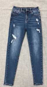 Jeans droits décontractés personnalisables 100% coton foncé délavé respirant imperméable avec patchs de taille personnalisés disponibles en grandes tailles - Product Image 5